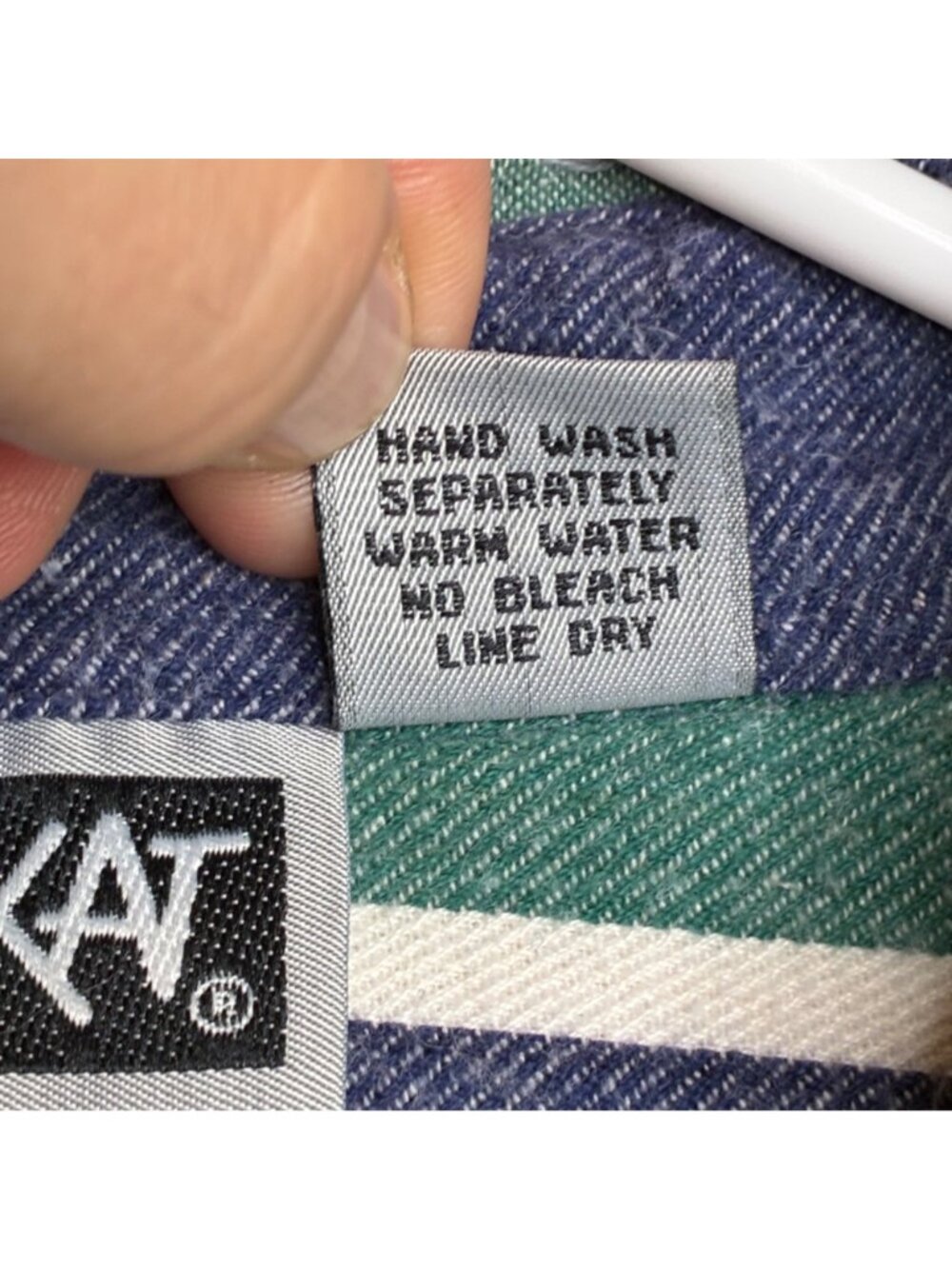 Krazy Kat Vintage 1995 Denim Shirt 14 16 L Rose Embroidered Striped Button Up - Picture 7 of 8
